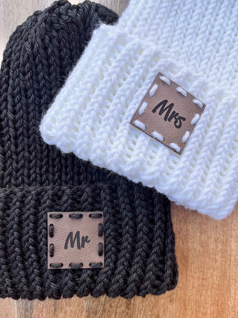 Mr and Mrs Hand Knit Beanies Matching Beanies Wedding Gifts Etsy