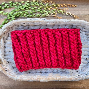 Handmade Knit Headband in Cherry Red, Hand Knit Headband, Chunky Knit Headband, Warm Winter Headband, Luxury Merino Headband
