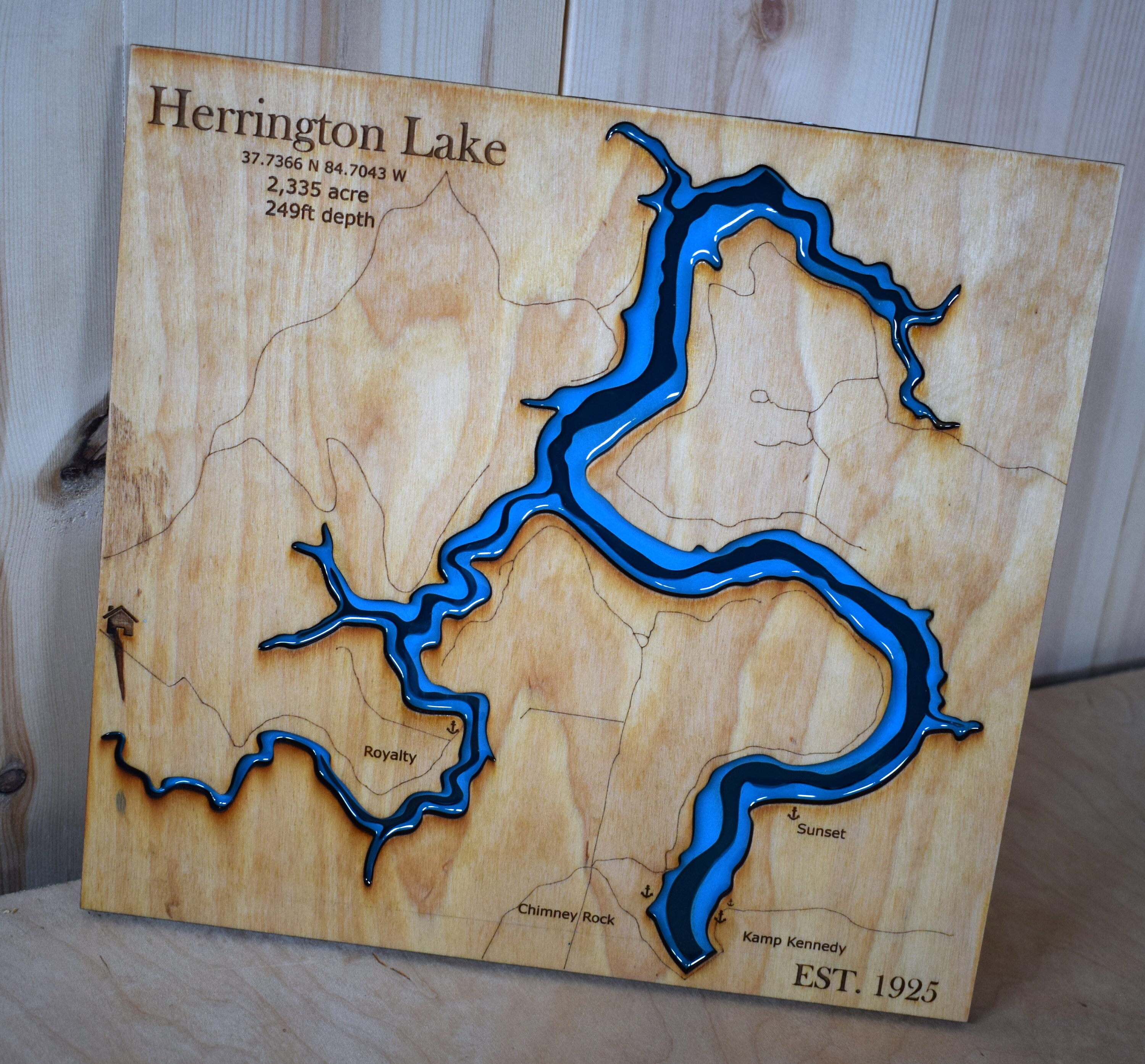 Herrington Lake KY Laser Cut Map Etsy