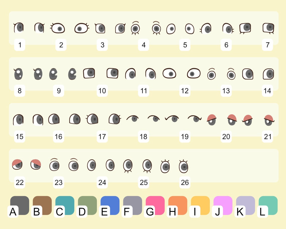 ACNH Eye Sticker Set Animal Crossing Stickers/decals Matte - Etsy