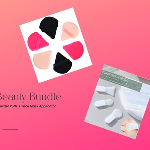 Powder Puffs & Face Mask Applicator Spatula Bundle