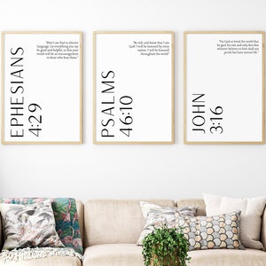 Set of 3 Bible Verse Printable Wall Decor, Christian Wall Decor, Bible Art Printable, Christian Prints, Minimalist wall art, Scripture art