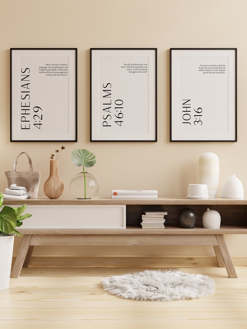 Bible Verse Wall Art Prints, Set of 3, Christian Home Decor (PDF) - Etsy