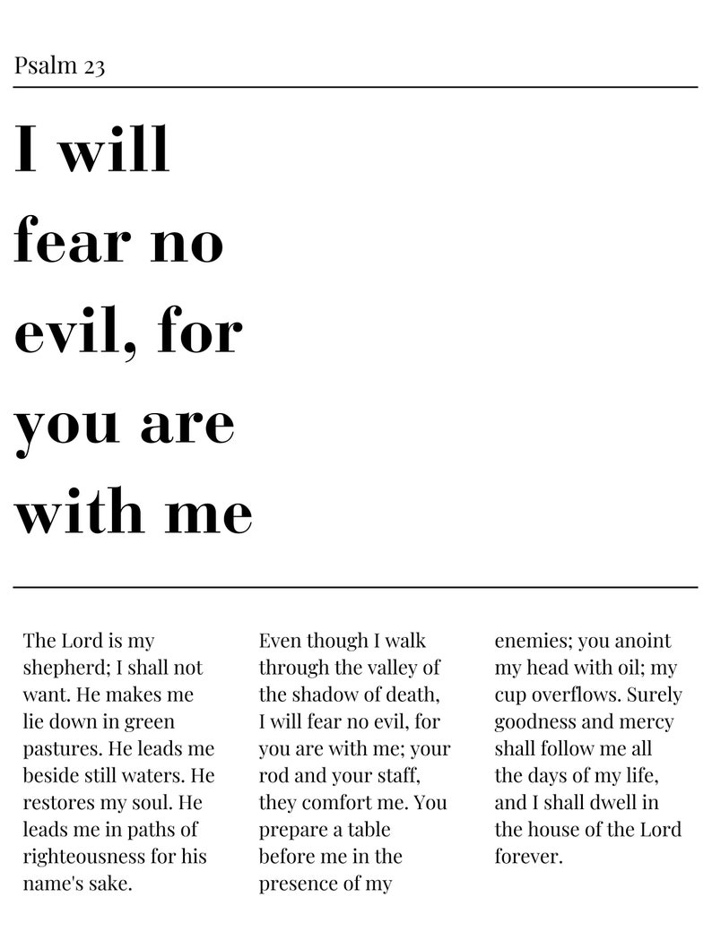 Pslam Font Psalm 23 & 46 Prints, Minimalist Christian Wall Art (digital Download ...