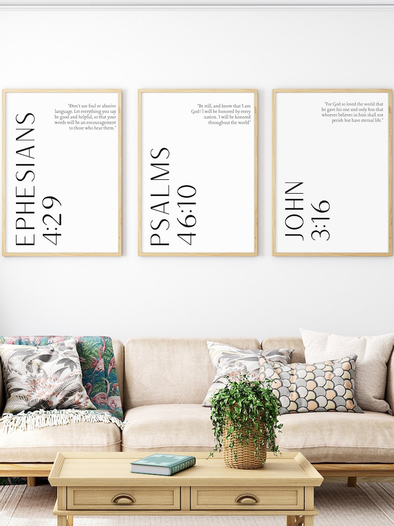 Bible Verse Wall Art Prints, Set of 3, Christian Home Decor (PDF) - Etsy