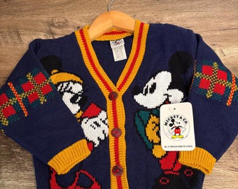 Vintage Mickey & Minnie Toddler Cardigan 2T | Classic Knit Sweater NWT