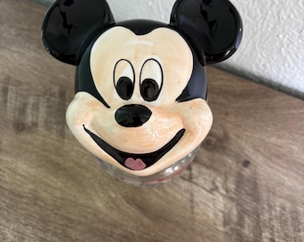 Vintage Mickey Mouse Cookie Jar – 7” Ceramic & Glass – Disney Collectible