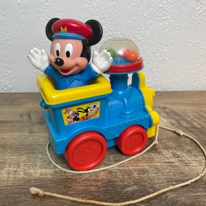 80s Mickey Mouse popping train toy