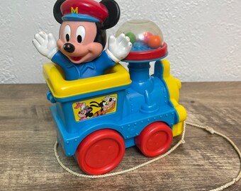 Jouet train à éclats Mickey Mouse des années 80