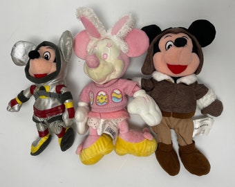 Conjunto de 3 peluches vintage de gorros de Disney