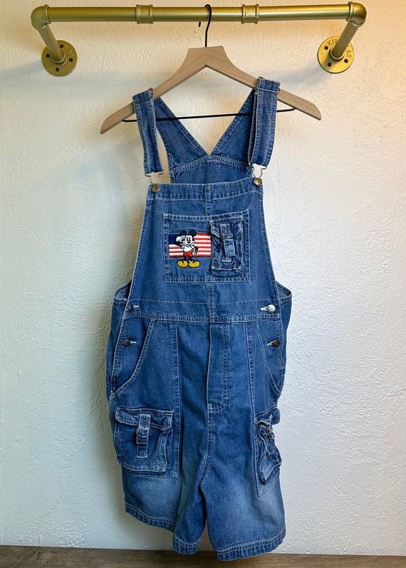 90s Mickey American flag overalls