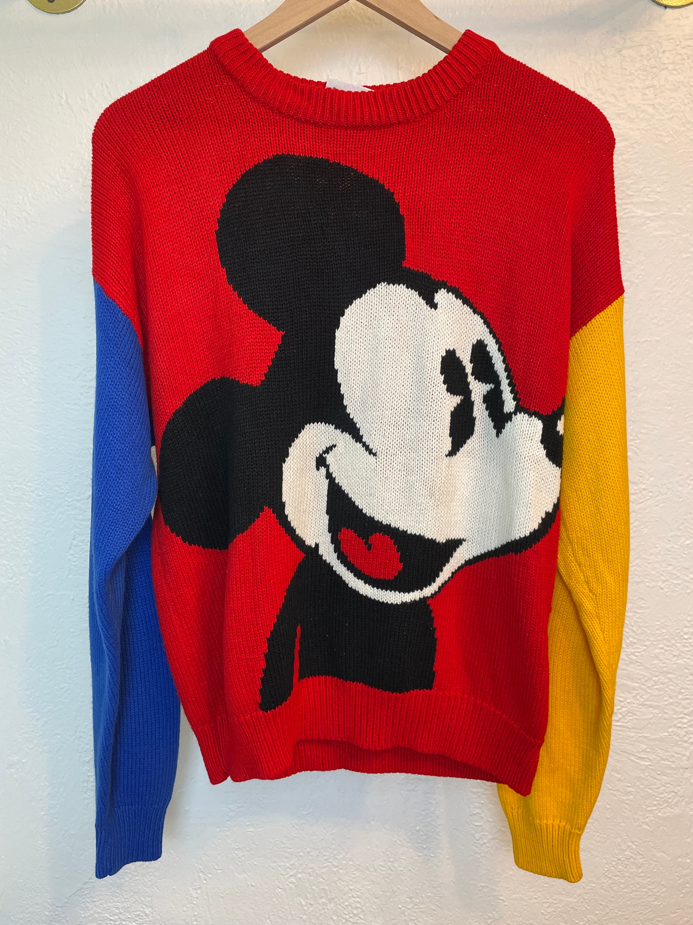 80s Mickey Mouse Color Block Sweater Etsy