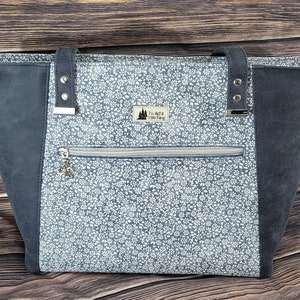 Bolso de mano, Monedero, Gamuza sintética, Azul marino, Plata
