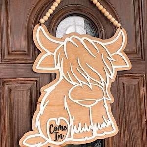 ハイランド牛のドアハンガー デジタルデザイン SVG Glowforge 対応