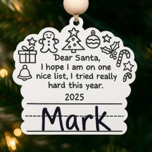 Caro Babbo Natale, decorazione personalizzata, ricordo, Natale, download digitale Laser/Glowforge/SVG