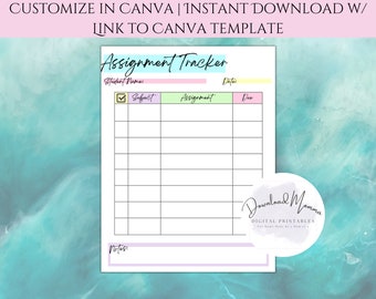 Editable Assignment Tracker Template, Homeschool Daily Assignment Schedule Printable, Assignment Tracker Printable, Homeschool Binder Pages
