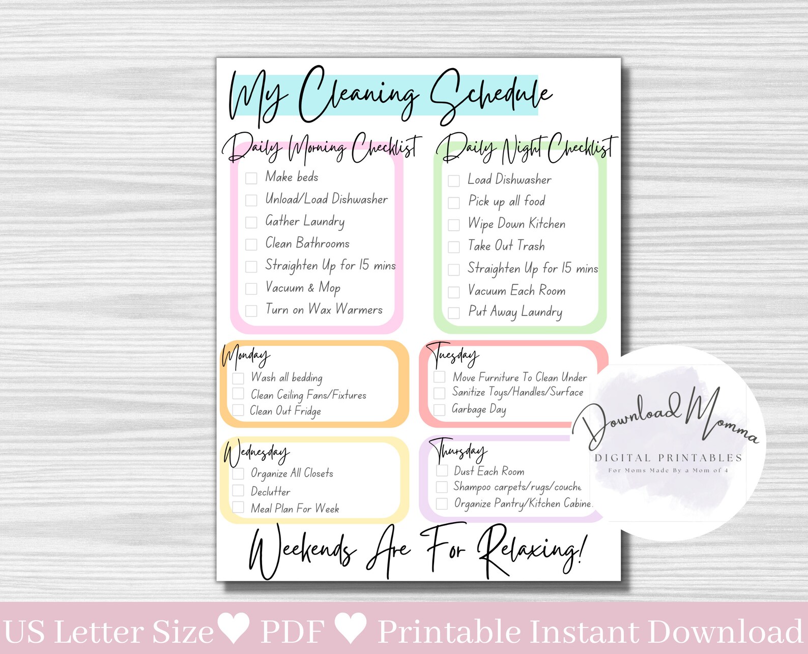EDITABLE Cleaning Planner Printable, Daily/weekly Cleaning Checklist ...