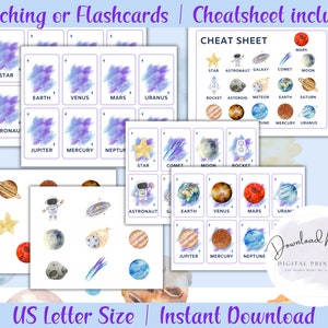 Solar System Matching Flashcards | Solar System Flashcards | Space Flashcards | Space Matching Cards | Space HomeschoolPrintables