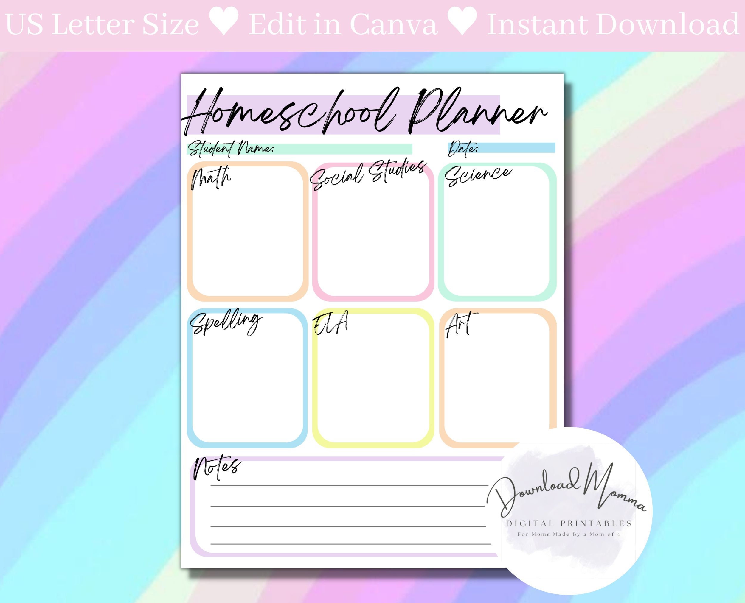 Planner with a detailed homeschool schedule.