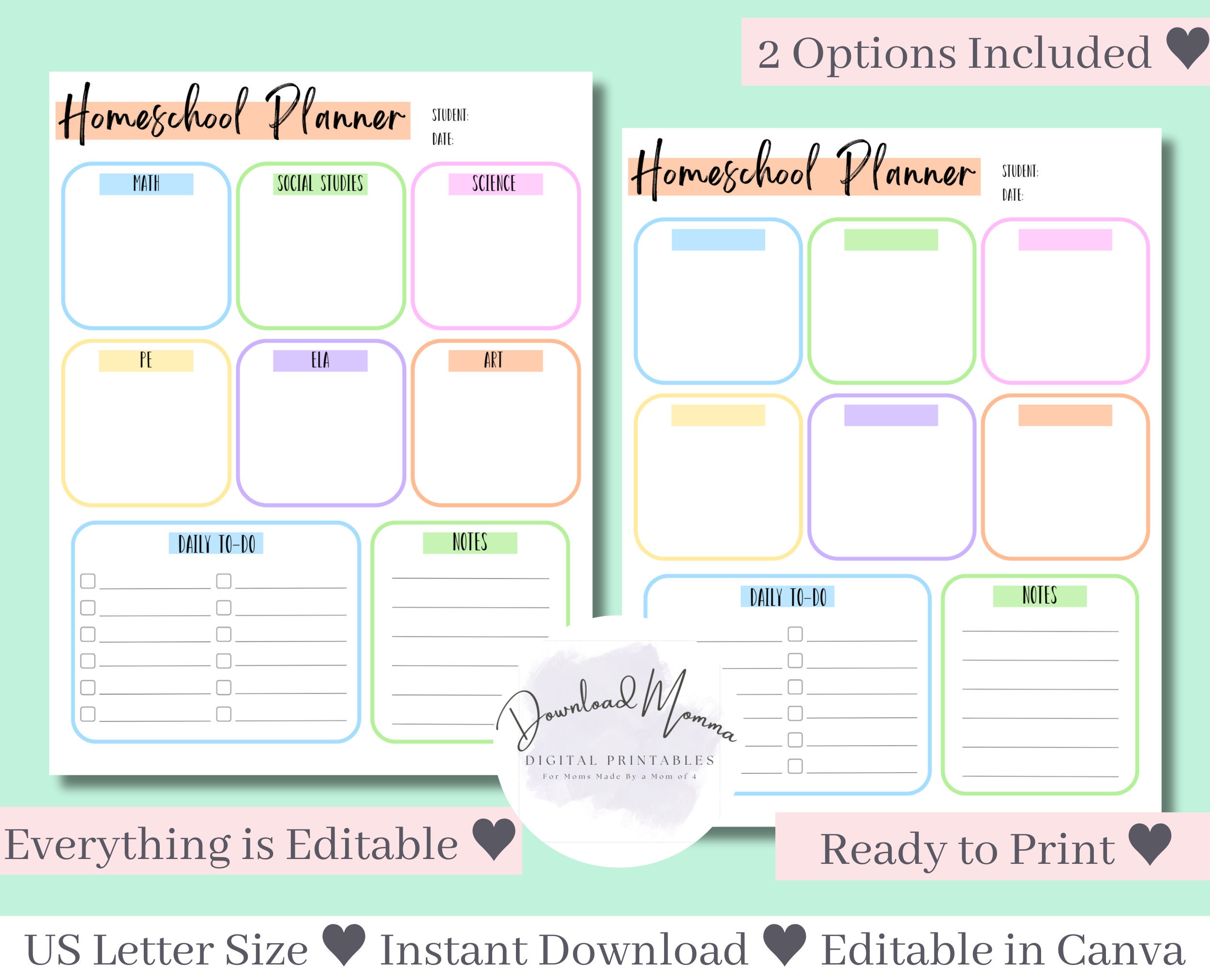 Homeschool Schedule Printable | Homeschool Planner Template ...