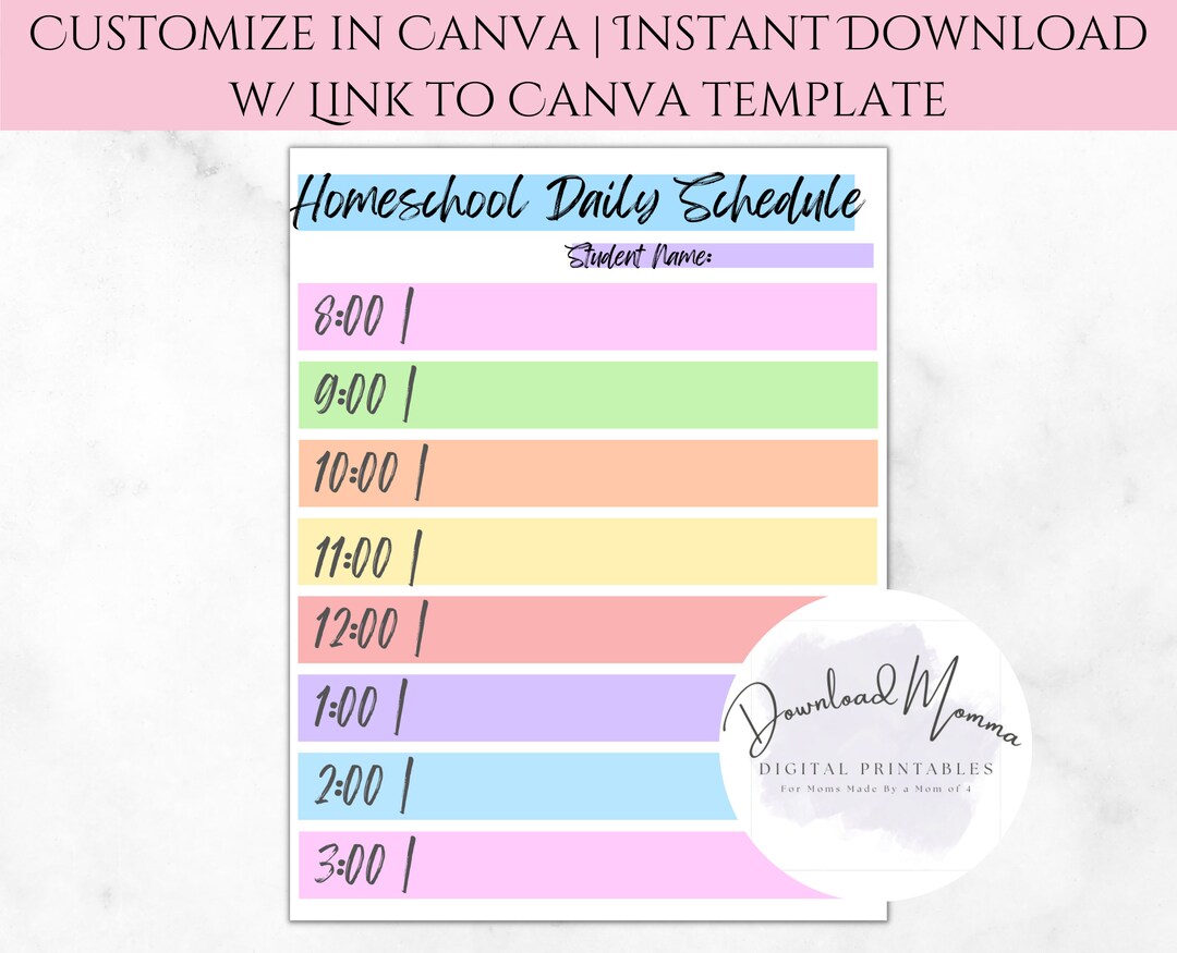 Homeschool Schedule Printable Homeschool Planner Template Homeschool ...
