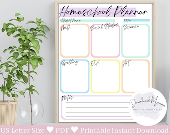 Homeschool Schedule Printable | Homeschool Planner Template | Homeschool Daily Weekly Schedule Kids Editable | Printable Lesson Planner PDF