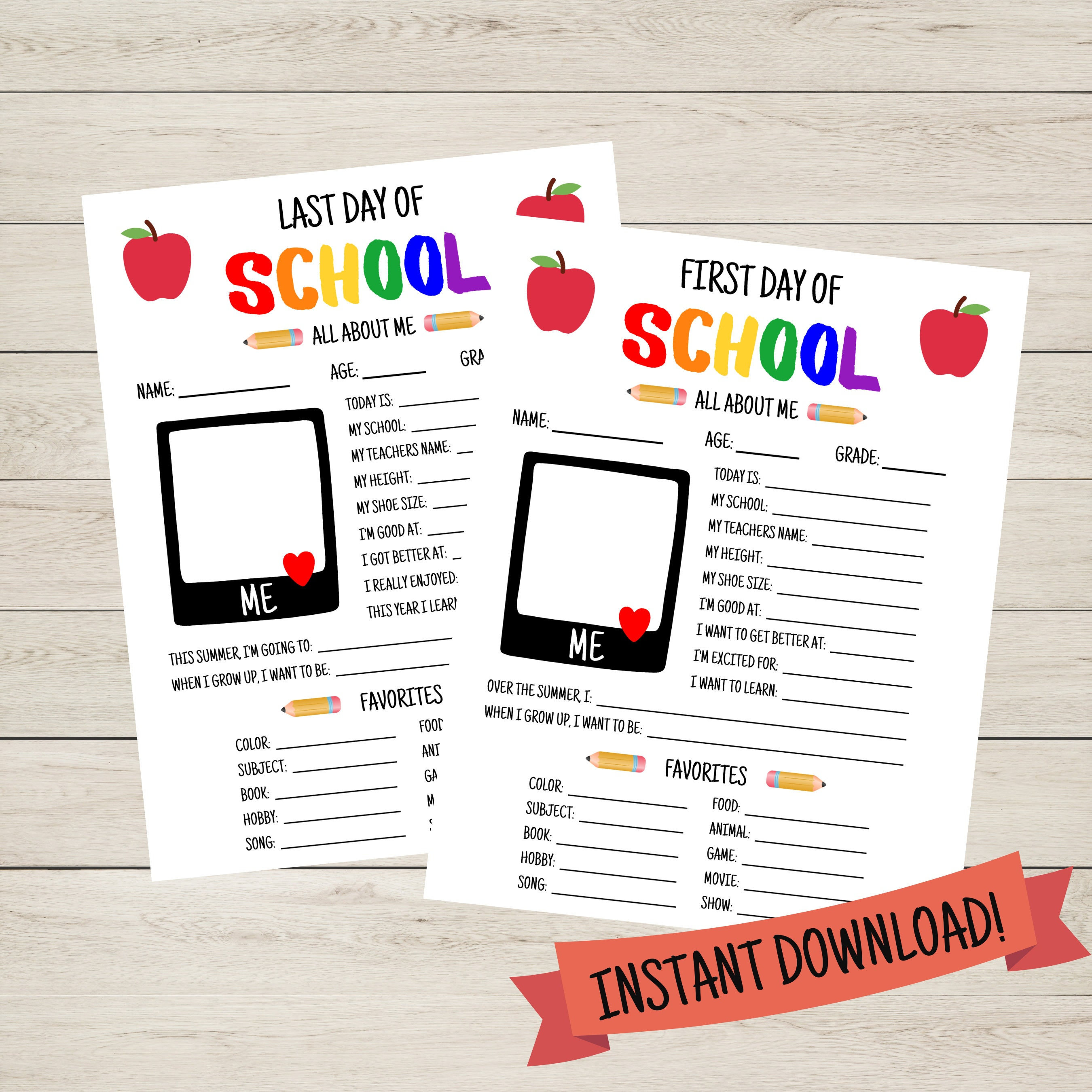 First Day of School Printable, Last Day of School, Back to School ...