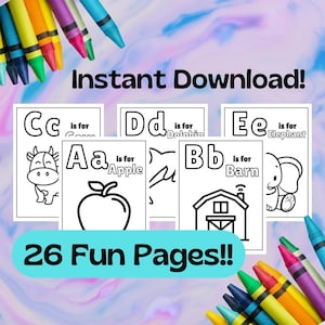 26 Printable Alphabet Pages - Coloring Pages - Digital Download - Kids Coloring Sheets - ABCs - Alphabet Printable - Educational Printable