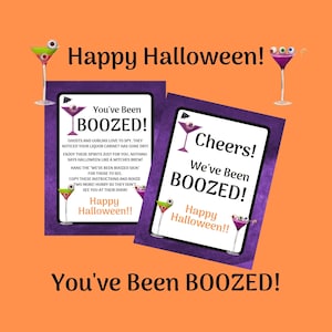 You&#39;ve Been BOOzed, Happy Halloween, Boo, Trick or Treat, Adult Halloween, Printable, Instant Download, Window Sign, Drinking Game