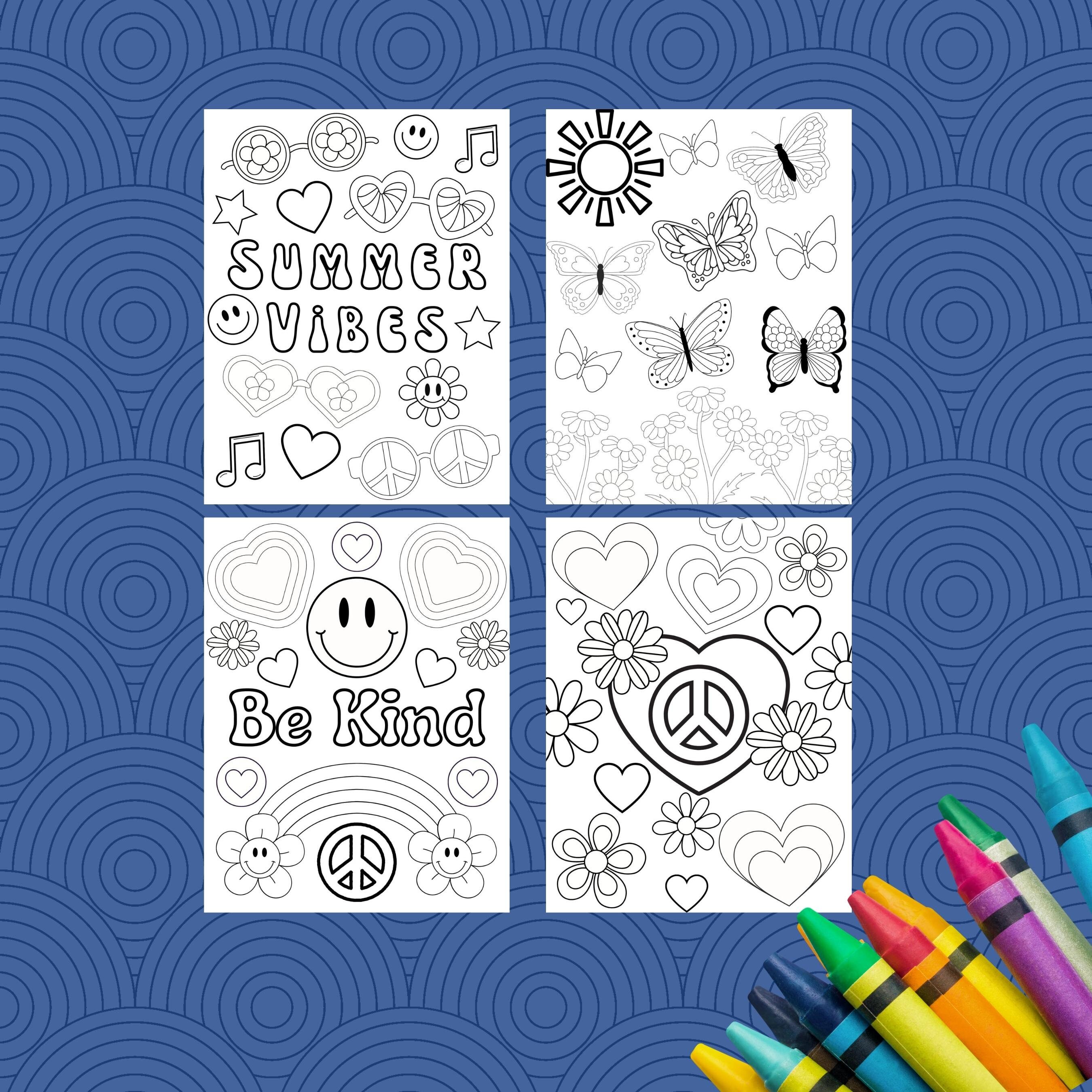 Volume 2! 10 Retro Groovy Coloring Pages, Printable Coloring, Kids ...