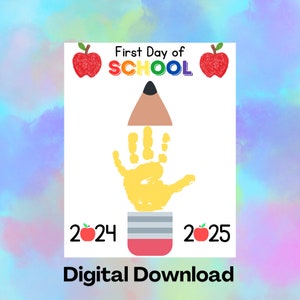 Manualidad de huellas de manos para el primer día de clases, recuerdos para niños, arte imprimible de huellas de manos y pies, manualidades de verano imprimibles, recuerdos de obras de arte para niños