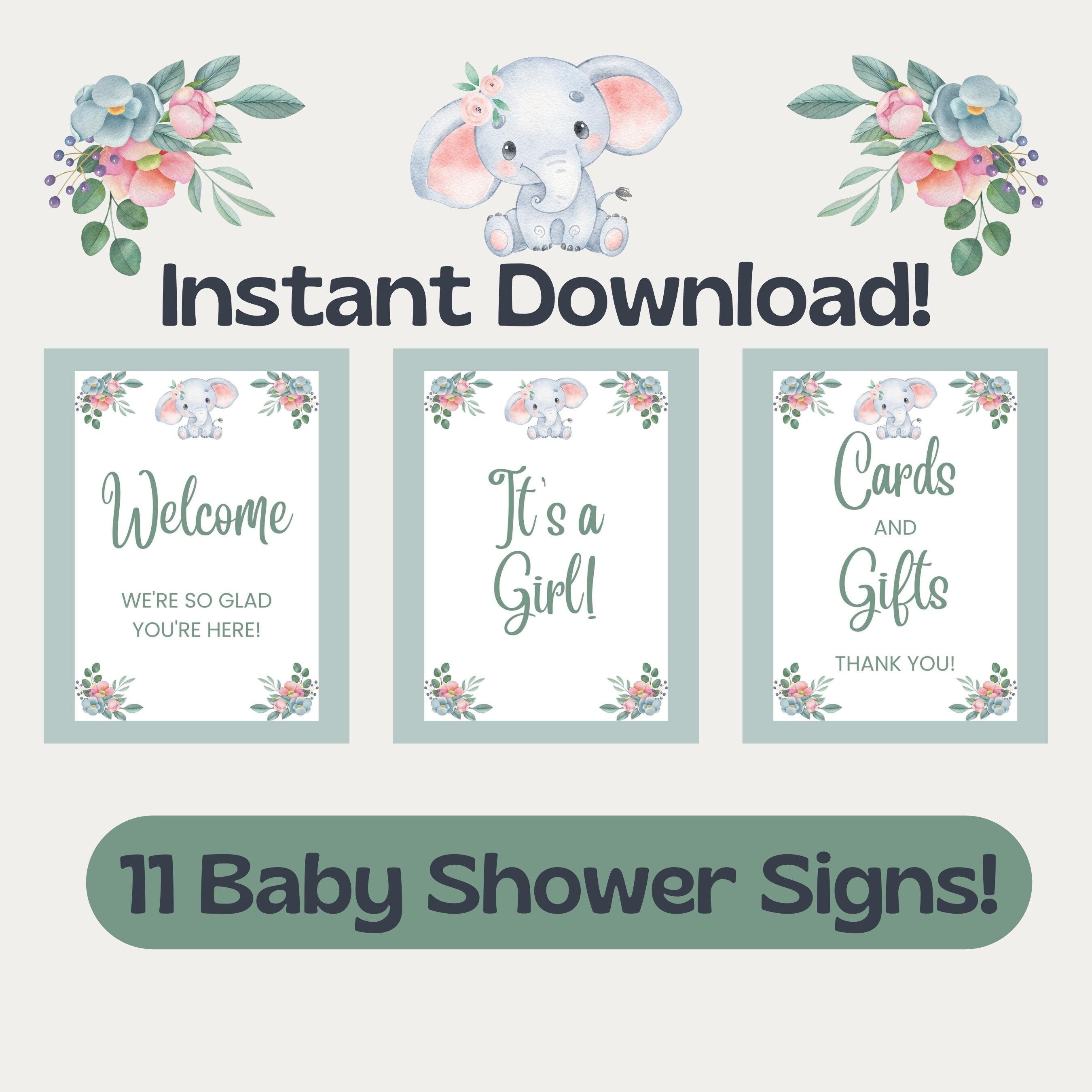 Elephant Baby Shower Signs, 11 Printable Signs, Baby Shower Decor ...