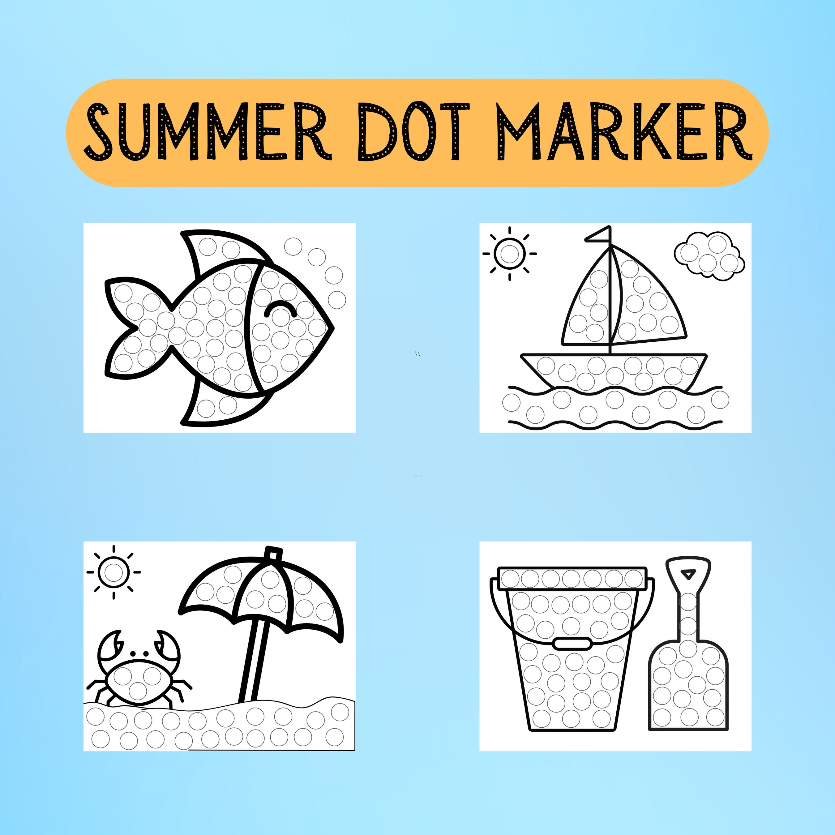 Summer Dot Marker, Summer, Printable Worksheets, Dot Printable, Do a ...