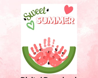 Summer Handprint Footprint Craft, Kids Keepsakes, Printable Handprint Footprint Art, Summer Craft Printable, Kids Artwork Memories
