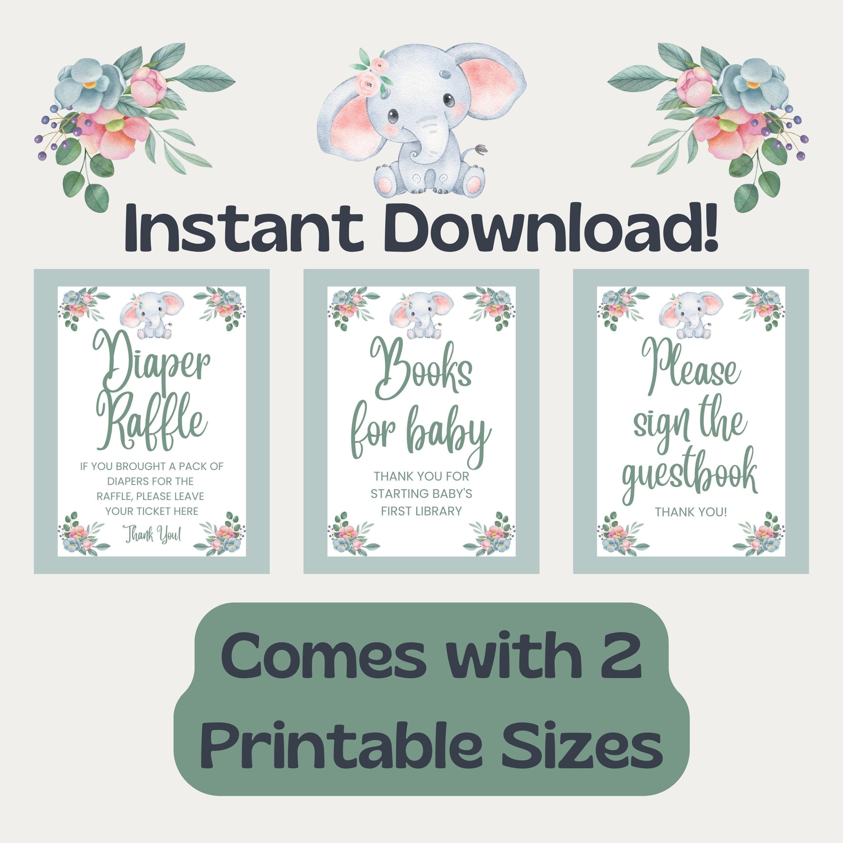 Elephant Baby Shower Signs, 11 Printable Signs, Baby Shower Decor ...