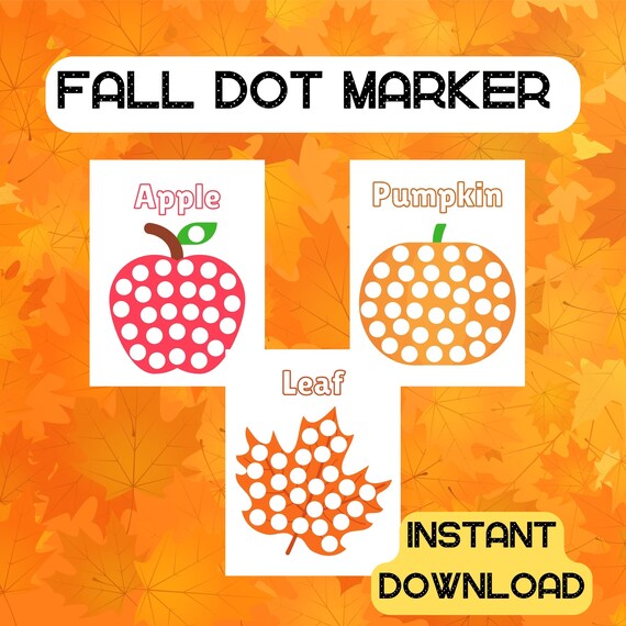 Fall Dot Marker, Autumn, Printable Worksheets, Dot Printable, Do a Dot, Fall, Toddler, Preschool, Educational, Instant Download