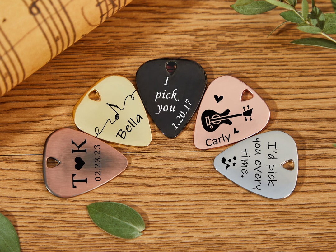Engraved Guitar Pick Engraved Guitar Pick Guitar Metal Pick Copper