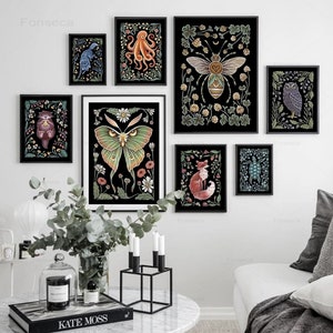 Pszczoła miodna wydruk artystyczny Luna Moth wydruki artystyczne Home Animal Art Decor HD jakość Cartoon Painting plakaty ze zwierzętami malarstwo na płótnie