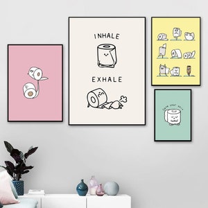 Carta igienica Yoga Citazione divertente Minimalista Arte murale Tela Pittura Nordic Poster e stampe Immagini per l'arredamento domestico del bagno