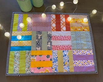 A set of Rainbow Striped Quilted Handmade Placemats~~reversible~~Perfect Hostess, Shower, Birthday or Mother’s Day gift!