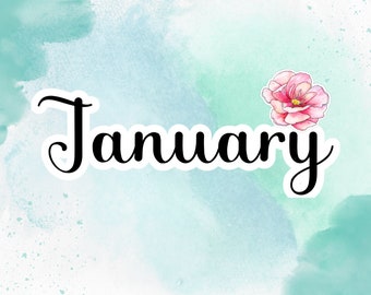 Months of the Year Planner Stickers, Cute Printable Planner Stickers, Digital Planner Stickers