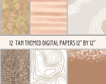 Tan Digital Papers, Paper Bundle, Earth Tone Background, Digital Paper, PNG Paper, Seamless Patterns, Instant Download, Bat Background