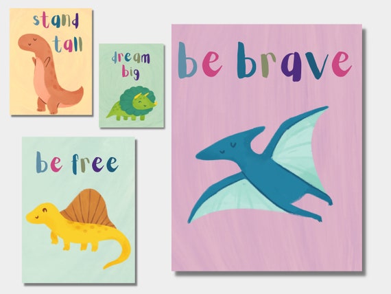 Dinosaur Decor Set of 8 Printable Pictures for Kid's - Etsy