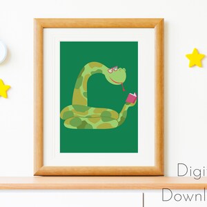 Animals Reading Wall Art, Set of 3 Printable PDFs, Art for Kid&#39;s Room, Classroom Decor, Library Posters, Nursery Decor