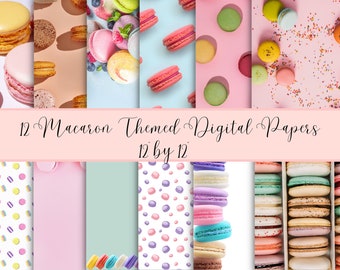 Cute macaron themed digital paper, 12 by 12 scrapbooking paper, instant download, digital download