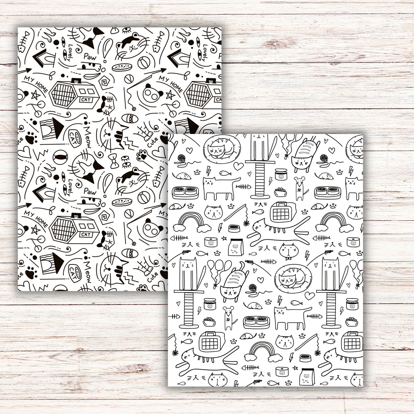 Cat Doodle Pages Cat Coloring Pages Coloring Pages Coloring - Etsy
