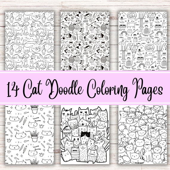 Cat Doodle Pages Cat Coloring Pages Coloring Pages Coloring - Etsy