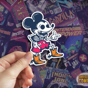 Cheese Messiah Mouse Rat Cartoon Vinyl Decal Sticker Retro Vintage Classic Cowboy Skeleton Movie Evil Theme Park