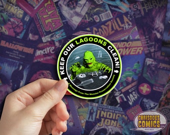 Creature Monster Society Sticker, Horror sticker, Horror Car Sticker, Decal , Retro Sticker, Monsters Badge, Creature Lagoon Classic Retro