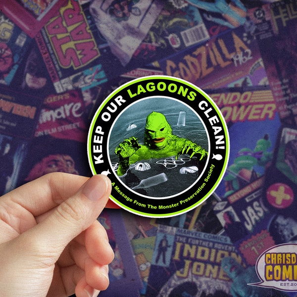 Creature Monster Society Sticker, Horror sticker, Horror Car Sticker, Decal , Retro Sticker, Monsters Badge, Creature Lagoon Classic Retro